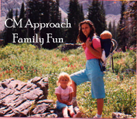 Penny Gardner and two oldest children on a nature hike